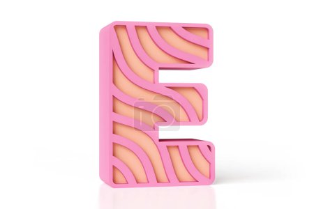Foto de Onduladas líneas letra letra E 3D diseñada con colores suaves rosados y melocotones. Renderizado 3D de alta calidad. - Imagen libre de derechos