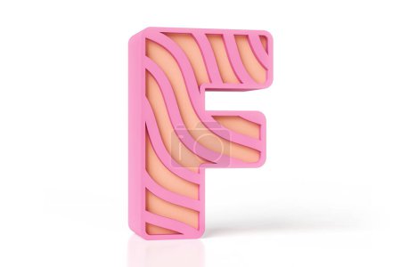 Téléchargez les photos : Typographie style ondulation lettre F en couleurs rose et pêche. rendu 3D de haute qualité. - en image libre de droit