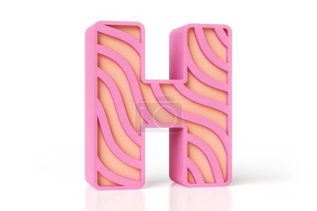 Foto de Letra H del alfabeto de estilo femenino diseñada con suaves colores rosa y melocotón y patrón ondulado. Nueva tendencia de letras de estilo delicado. Visualización 3D de alta resolución. - Imagen libre de derechos