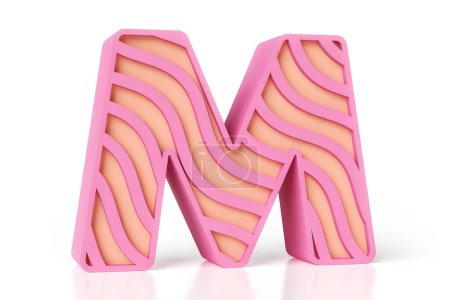 Photo for Delicious font 3D style. Letter M of a creamy and cheerful design of pink and creamy colors scheme. High quality 3D rendering. - Royalty Free Image