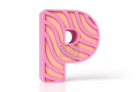 Photo for Baby care style typography 3D letter P made of delicate pink and creamy soft color scheme. High quality 3D rendering. - Royalty Free Image