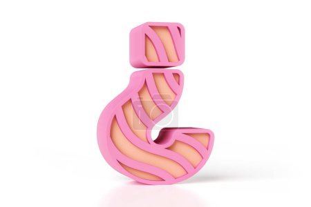 Photo for Question mark 3D style with a wavy pattern pink and peach colors combination. New trending style lettering. High resolution 3D rendering. - Royalty Free Image