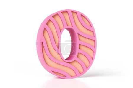 Foto de Gracioso número creativo dulce 0 hecho de melocotón pastel y rosa mate estilo de pintura. Representación 3D de alta definición. - Imagen libre de derechos