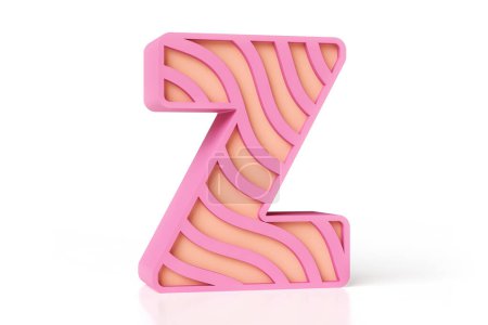 Téléchargez les photos : Style ondulé alphabet 3D lettre Z rose et couleurs pêche. rendu 3D de haute qualité. - en image libre de droit