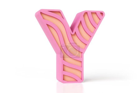 Foto de Letra 3D Y diseñada como estilo caramelo con bordes ondulados rosados e interior de color melocotón. Renderizado 3D de alta calidad - Imagen libre de derechos