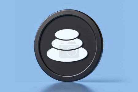 Foto de Balancer Bal criptomoneda símbolo 3D icono en negro, blanco y azul suave. Diseño adecuado para conceptos criptomoneda. Renderizado 3D de alta calidad. - Imagen libre de derechos