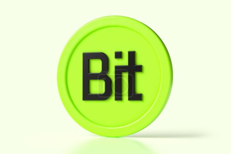 Téléchargez les photos : BitDao Bit crypto-monnaie icône de jeton 3D en vert et noir. Convient pour illustrer les concepts de conception altcoins. rendu 3D de haute qualité. - en image libre de droit