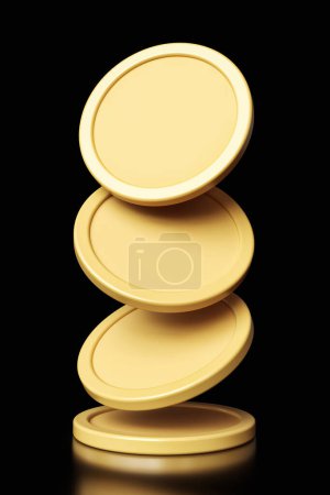 Photo for 4 empty tokens falling on top of each other. High definition 3D rendering. - Royalty Free Image