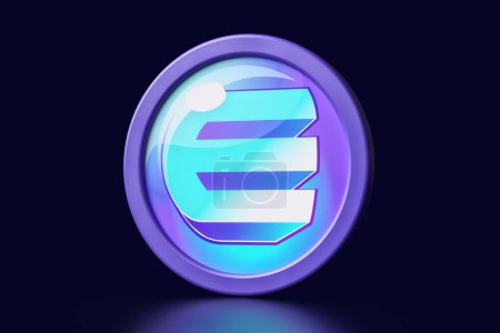 Photo for Enjin Coin Enj cryptocurrency 3D icon isolated on a black background. Design suitable for illustrating metaverse gaming concepts. High quality 3D rendering. - Royalty Free Image