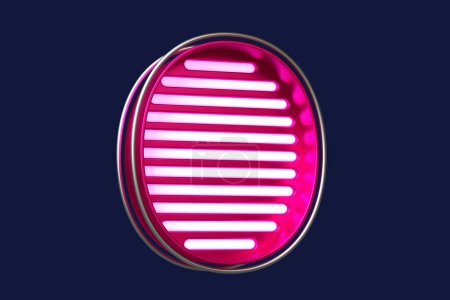 Photo for Metallic pink neon font digit 3D number 0. Beautiful typography for the creation of titles, ad headers and eye-catching texts. High quality 3D rendering. - Royalty Free Image