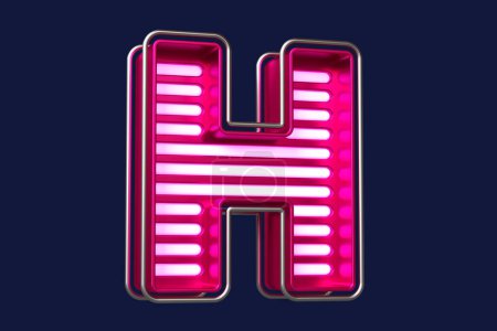 Photo for 3D neon font letter H in electric pink and chrome. Flashing lettering for creating titles, ad headers and eye-catching texts. High quality 3D rendering - Royalty Free Image