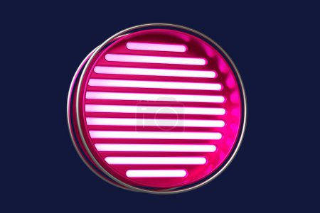 Photo for Stainless steel and pink neon font 3D letter O. Beautiful typography for composing titles, ad headers and eye-catching texts. High quality 3D rendering - Royalty Free Image