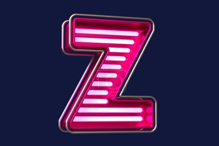 Photo for Chrome and pink neon font letter Z. Beautiful typography for composing titles, ad headers and eye-catching texts. High quality 3D rendering. - Royalty Free Image