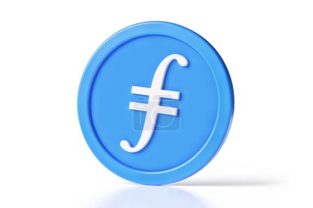 Photo for Filecoin Fil cryptocurrency 3D icon isolated on a white background. Design suitable for digital asset concepts. High quality 3D rendering. - Royalty Free Image