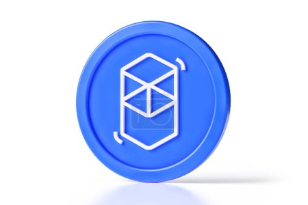 Foto de Fantom Ftm criptomoneda icono de símbolo 3D en azul y blanco aislado sobre fondo blanco. Adecuado para ilustrar conceptos de diseño altcoins. Renderizado 3D de alta calidad. - Imagen libre de derechos