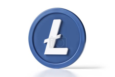 Photo for Litecoin Ltc crypto coin icon 3D in blue and white colors isolated on a clear background. High definition 3D rendering. - Royalty Free Image