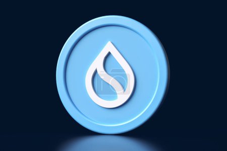 Foto de Sui criptomoneda icono de símbolo 3D en blanco y azul aislado sobre un fondo oscuro. Adecuado para ilustrar conceptos de diseño altcoins. Renderizado 3D de alta calidad. - Imagen libre de derechos