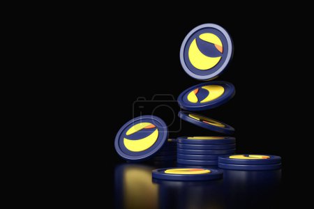 Photo for Terra Luna crypto coins in motion forming a stack. Nice suitable graphic resource for swaps and e-commerce concepts. High quality 3D rendering. - Royalty Free Image