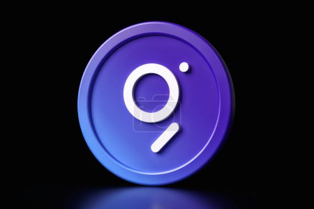 Téléchargez les photos : L'icône graphique Grt token 3D en combinaison de couleurs de dégradé violet à bleu. Conception adaptée aux concepts de crypto-monnaie. rendu 3D de haute qualité. - en image libre de droit