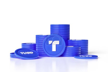 Photo for Set of stablecoin token stacks True Usd Tusd. Nice for cryptocurrency and digital money concepts. High quality 3D rendering. - Royalty Free Image