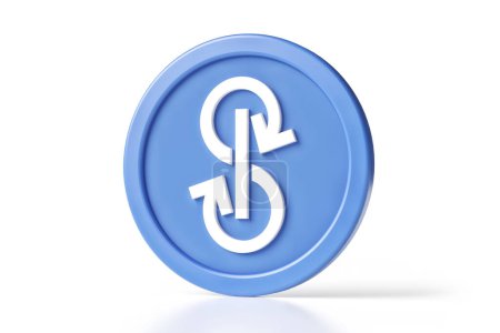 Foto de Anhelar Finanzas Icono de símbolo 3D criptomoneda Yfi en azul y blanco aislado sobre fondo blanco. Renderizado 3D de alta calidad. - Imagen libre de derechos