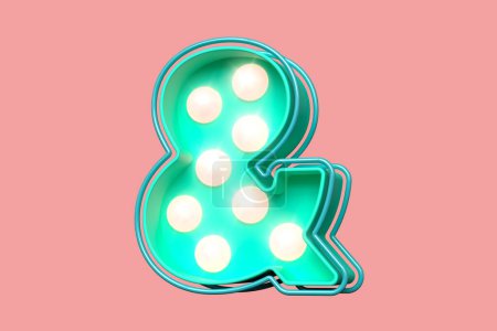 Téléchargez les photos : Ampoule marquise Ampersand symbole design en sarcelle et rose tendre. rendu 3D de haute qualité - en image libre de droit