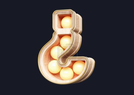 Photo for Wooden marquee light bulb in the shape of question mark. High quality 3D rendering. - Royalty Free Image