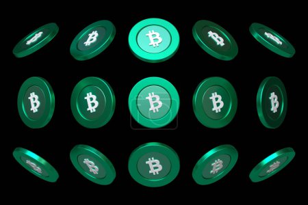 Photo for Set of isolated Bitcoin Cash Bch cryptocurrency tokens from different angles. Ideal for composing dynamic images for digital asset and blockchain concepts. High quality 3D rendering - Royalty Free Image