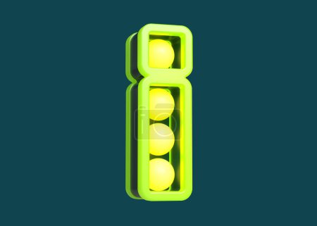Foto de Luz de la carpa en forma de signo de exclamación en esquema de color lima limón. Renderizado 3D de alta calidad - Imagen libre de derechos