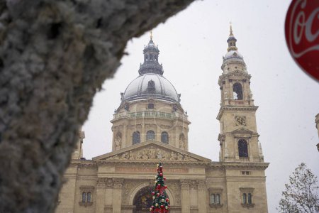 Photo for Budapest, Hungary - November 30, 2023: St.Stephen's basilica and Christmas tree. - Royalty Free Image