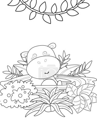 Illustration for Cute Animal Hippo Hippopotamus Mammal River Cartoon Coloring Pages Activity for Kids and Adult - Royalty Free Image