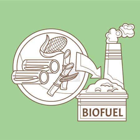 Téléchargez les illustrations : Biocarburant Énergie Industrie Agricole Technologie verte Aller vert écologique Dessin animé environnemental Numérique Timbre aperçu - en licence libre de droit