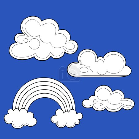 Illustration for Cloud and Rainbow Weather Nature Cartoon Digital Stamp Outline - Royalty Free Image