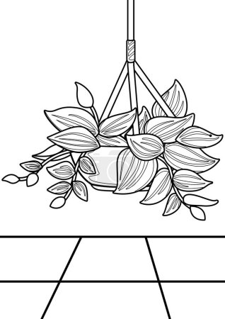 Téléchargez les illustrations : Mignon Accueil Plante Pothos Décor Feuilles Floral Nature Cartoon Coloriage Activité pour Enfants et Adultes - en licence libre de droit
