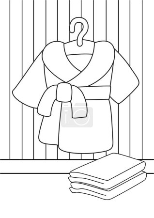Bathrobe for Treatment Spa Object Cartoon Coloring Activity for Kids and Adult
