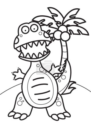 Téléchargez les illustrations : Mignon Tryannosaurus Trex sauvage DInosaur activité de coloriage de bande dessinée pour enfants et adultes - en licence libre de droit