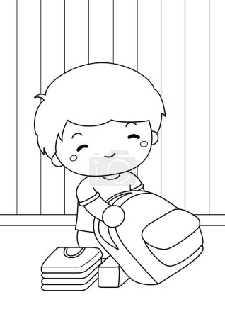 Cute Kids Packing for Trip Vacation Holliday Activity Cartoon Coloring for Kids and Adult