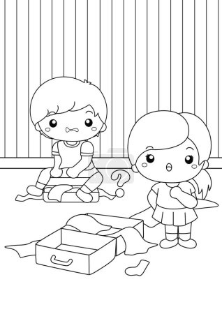 Cute Kids Packing for Trip Vacation Holliday Activity Cartoon Coloring for Kids and Adult