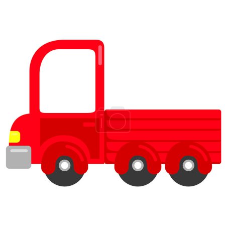 Téléchargez les illustrations : Autocollant vectoriel de Clipart d'illustration de dessin animé de transport de voiture de camion rouge - en licence libre de droit