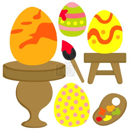 Illustration for Decorated Egg for Happy Easter Holiday Accessories Decoration Cartoon Illustration Vector Clipart Sticker - Royalty Free Image