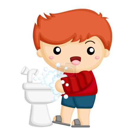Kids Doing Healthy Lifestyle Washing Hand Hygiene Activity Cartoon Illustration Vector Clipart Sticker Background