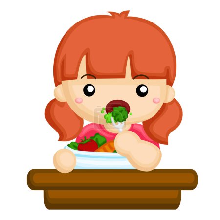 Kinder tun gesunden Lebensstil Essen Aktivität Cartoon Illustration Vektor Cliparts Aufkleber Hintergrund