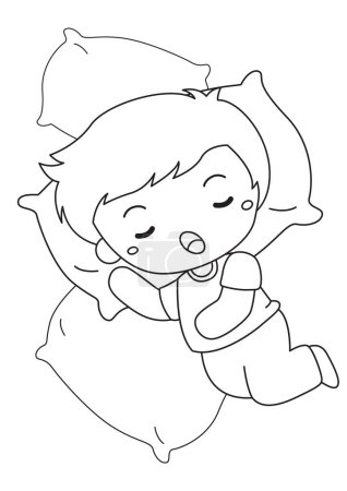 Kids Doing Healthy Lifestyle Sleeping Activity Cartoon Coloring Set Pages for Kids and Adult