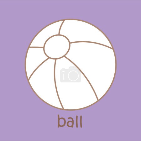 Alphabet B für Ball-Vokabelunterricht in der Schule Cartoon Digital Stamp Outline