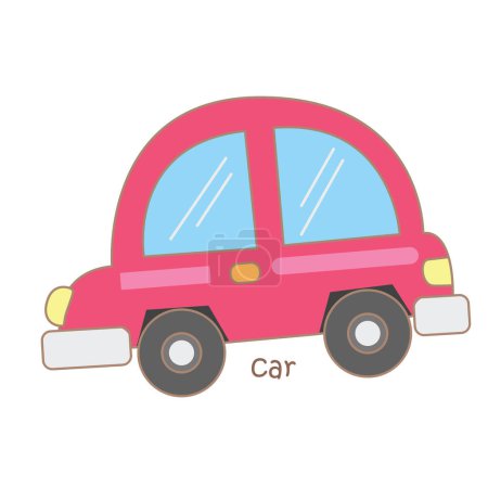Alphabet C For Car Vocabulary School Lesson Cartoon Illustration Vector Clipart Sticker Decoration Background