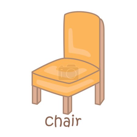 Alfabeto C para silla Vocabulario Escuela Lección Dibujos Animados Ilustración Vector Clipart Pegatina Decoración Fondo