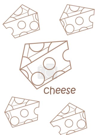 Alphabet C für Käse Vokabelschule Lektion Cartoon Malvorlagen Aktivität für Kinder und Erwachsene