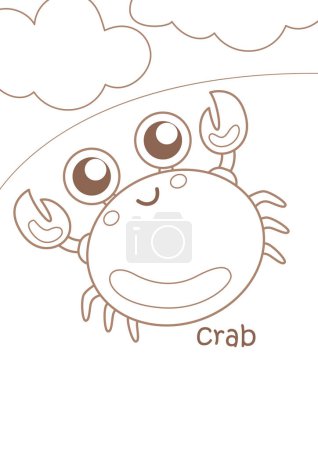 Alphabet C For Crab Vocabulary School Lesson Cartoon Coloring Pages Activity for Kids and Adult