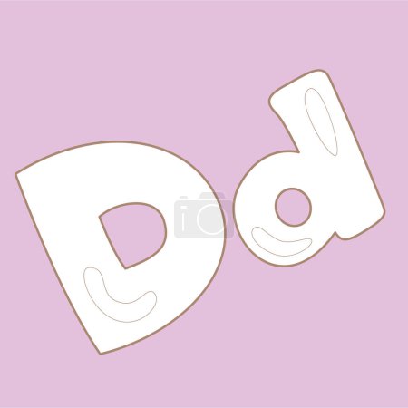 Alfabeto D Para Vocabulario Escuela Lección Dibujos Animados Sello Digital Esquema