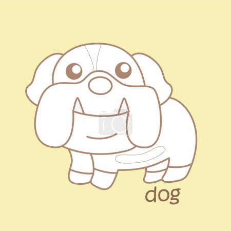 Alphabet D For Dog Vocabulary School Lesson Cartoon Digital Stamp Outline
